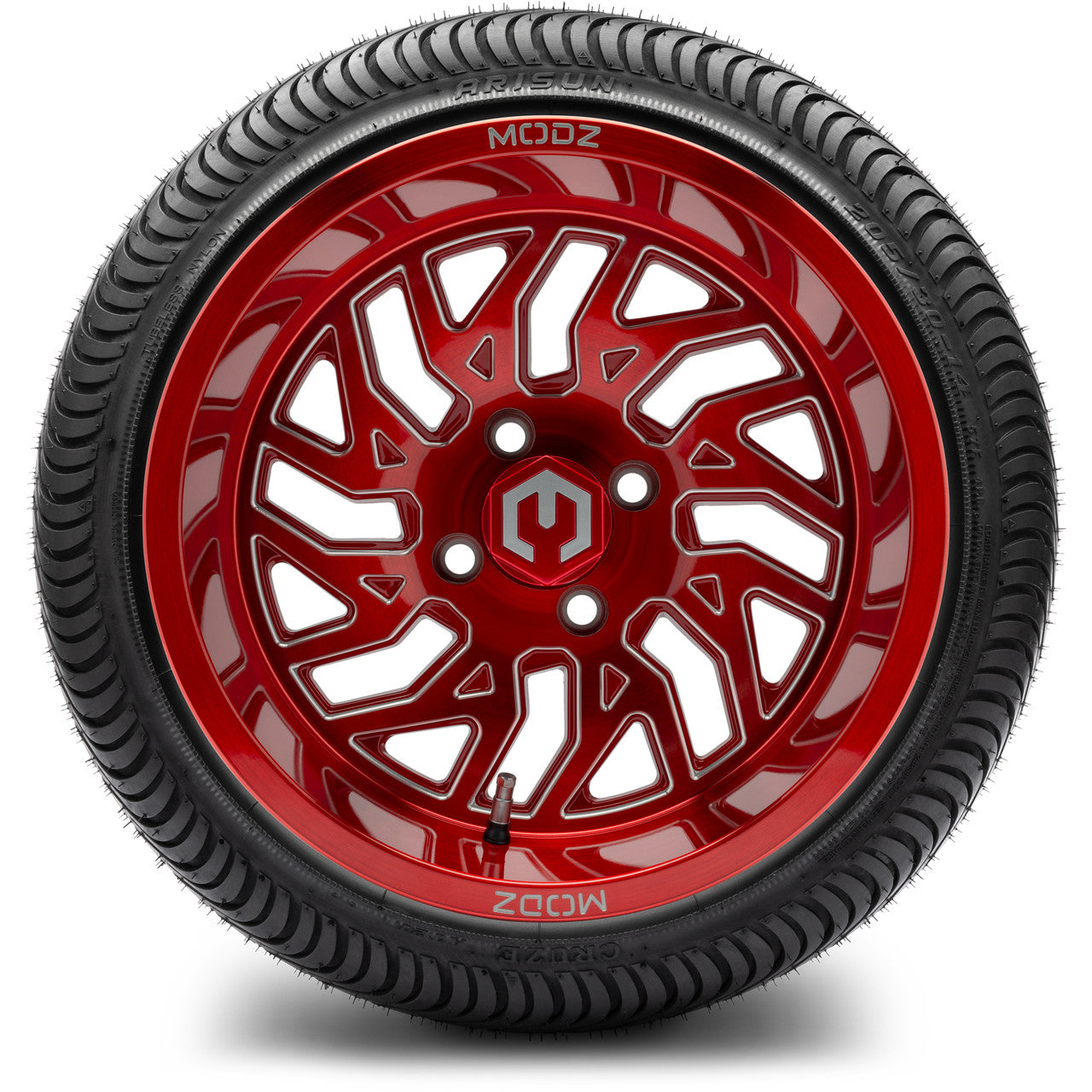 MODZ® 14" Carnage Brushed Red with Ball Mill Wheels & Street Tires Combo