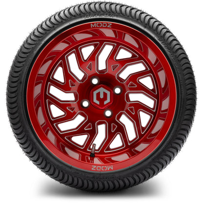 MODZ® 14" Carnage Brushed Red with Ball Mill Wheels & Street Tires Combo