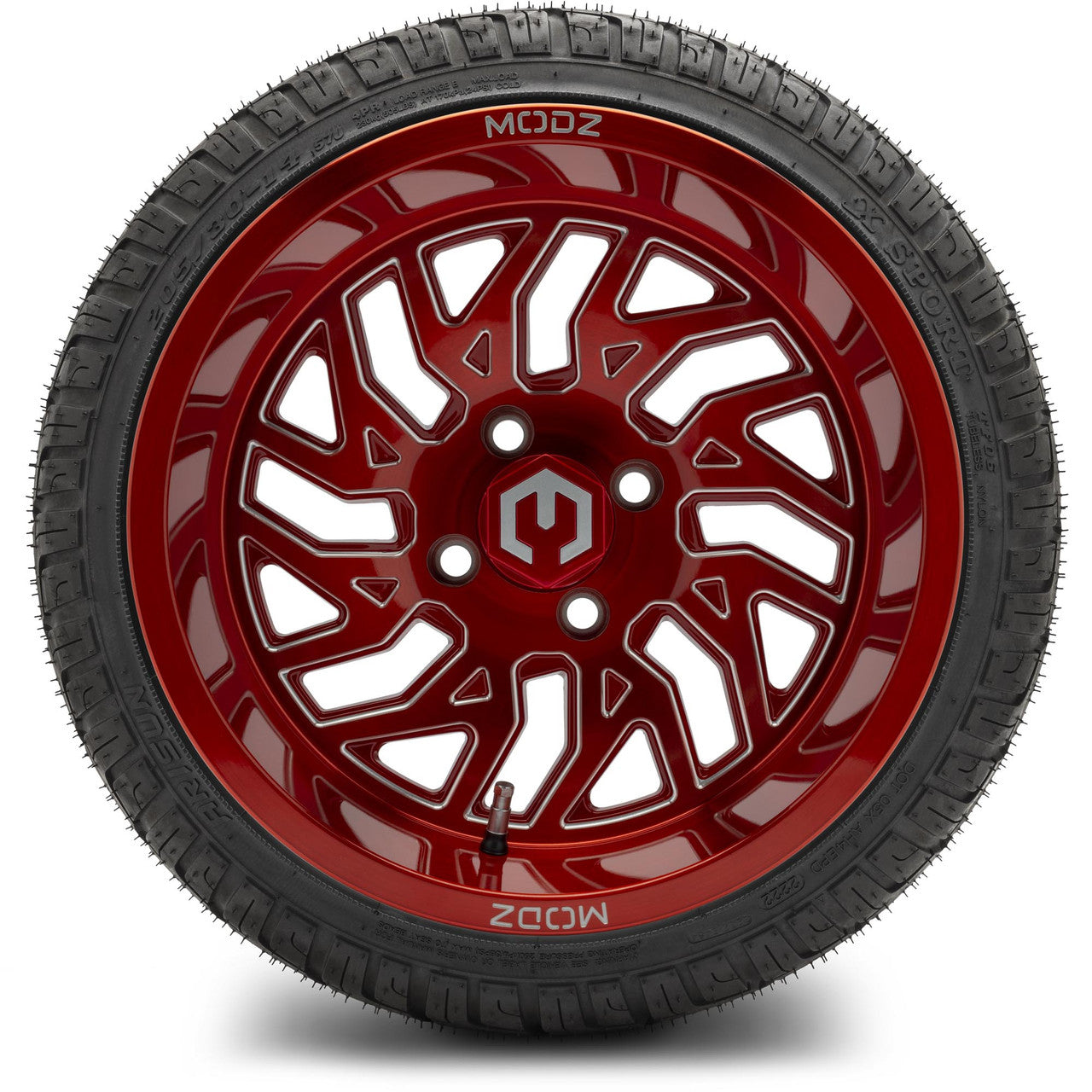 MODZ® 14" Carnage Brushed Red with Ball Mill Wheels & Street Tires Combo