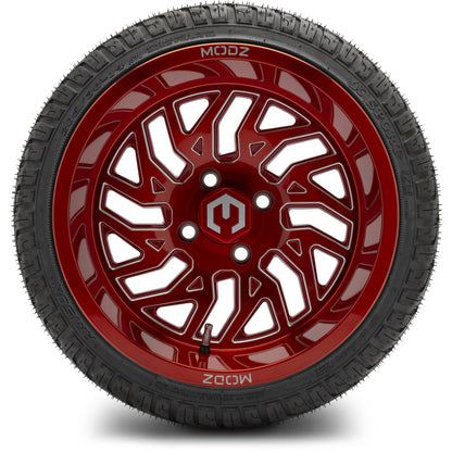 MODZ® 14" Carnage Brushed Red with Ball Mill Wheels & Street Tires Combo
