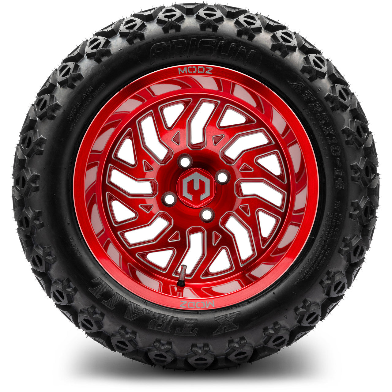 MODZ® 14" Carnage Brushed Red with Ball Mill Wheels & Off-Road Tires Combo