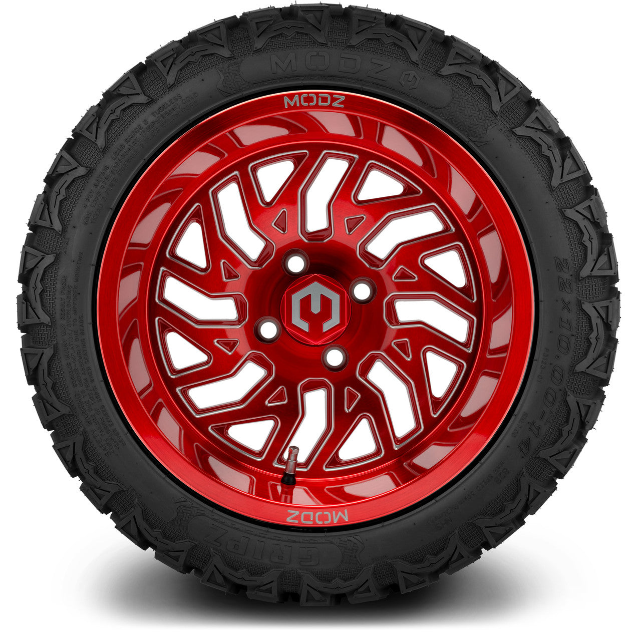 MODZ® 14" Carnage Brushed Red with Ball Mill Wheels & Off-Road Tires Combo