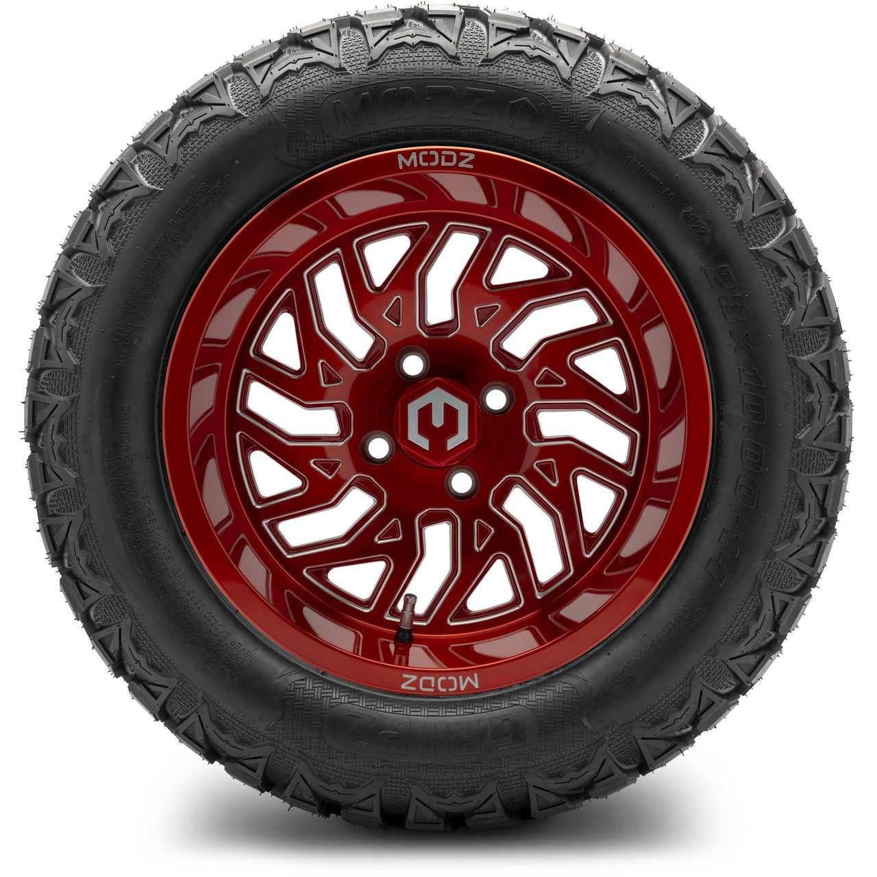 MODZ® 14" Carnage Brushed Red with Ball Mill Wheels & Off-Road Tires Combo