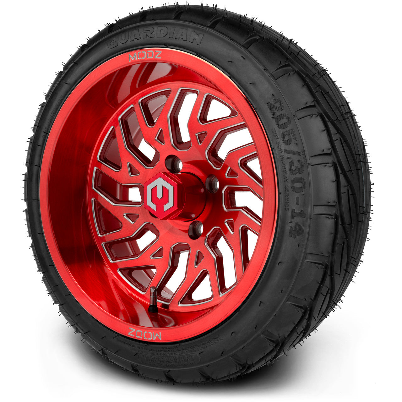 MODZ® 14" Carnage Brushed Red with Ball Mill Wheels & Street Tires Combo