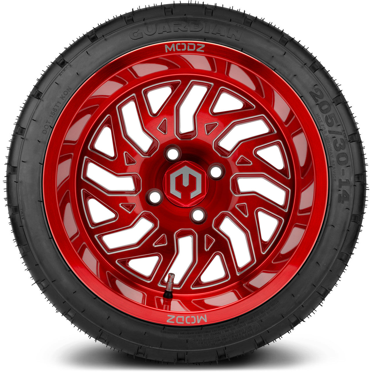 MODZ® 14" Carnage Brushed Red with Ball Mill Wheels & Street Tires Combo