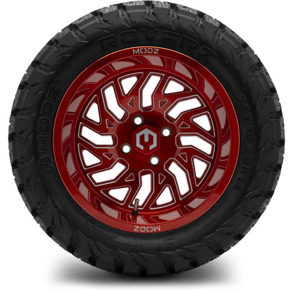 MODZ® 14" Carnage Brushed Red with Ball Mill Wheels & Off-Road Tires Combo