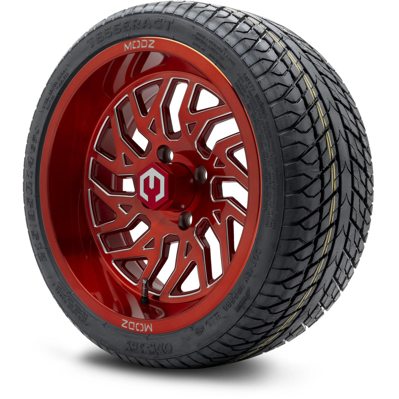 MODZ® 14" Carnage Brushed Red with Ball Mill Wheels & Street Tires Combo