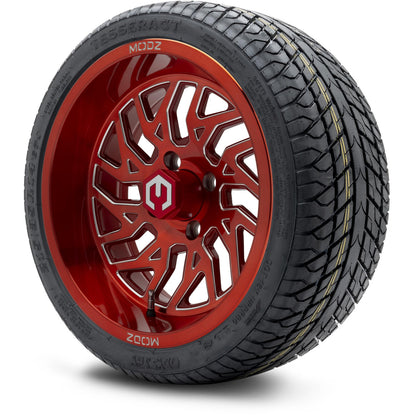 MODZ® 14" Carnage Brushed Red with Ball Mill Wheels & Street Tires Combo