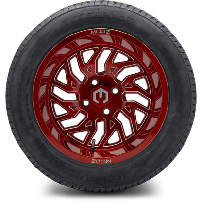 MODZ® 14" Carnage Brushed Red with Ball Mill Wheels & Street Tires Combo