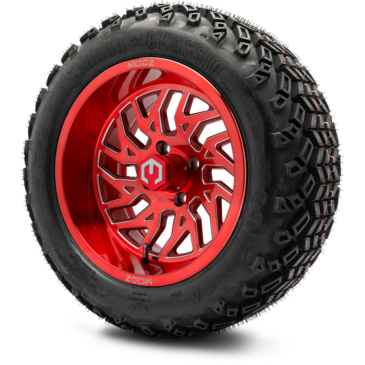 MODZ® 14" Carnage Brushed Red with Ball Mill Wheels & Off-Road Tires Combo