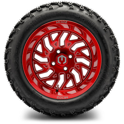 MODZ® 14" Carnage Brushed Red with Ball Mill Wheels & Off-Road Tires Combo