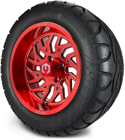 MODZ® 14" Carnage Brushed Red with Ball Mill Wheels & Street Tires Combo