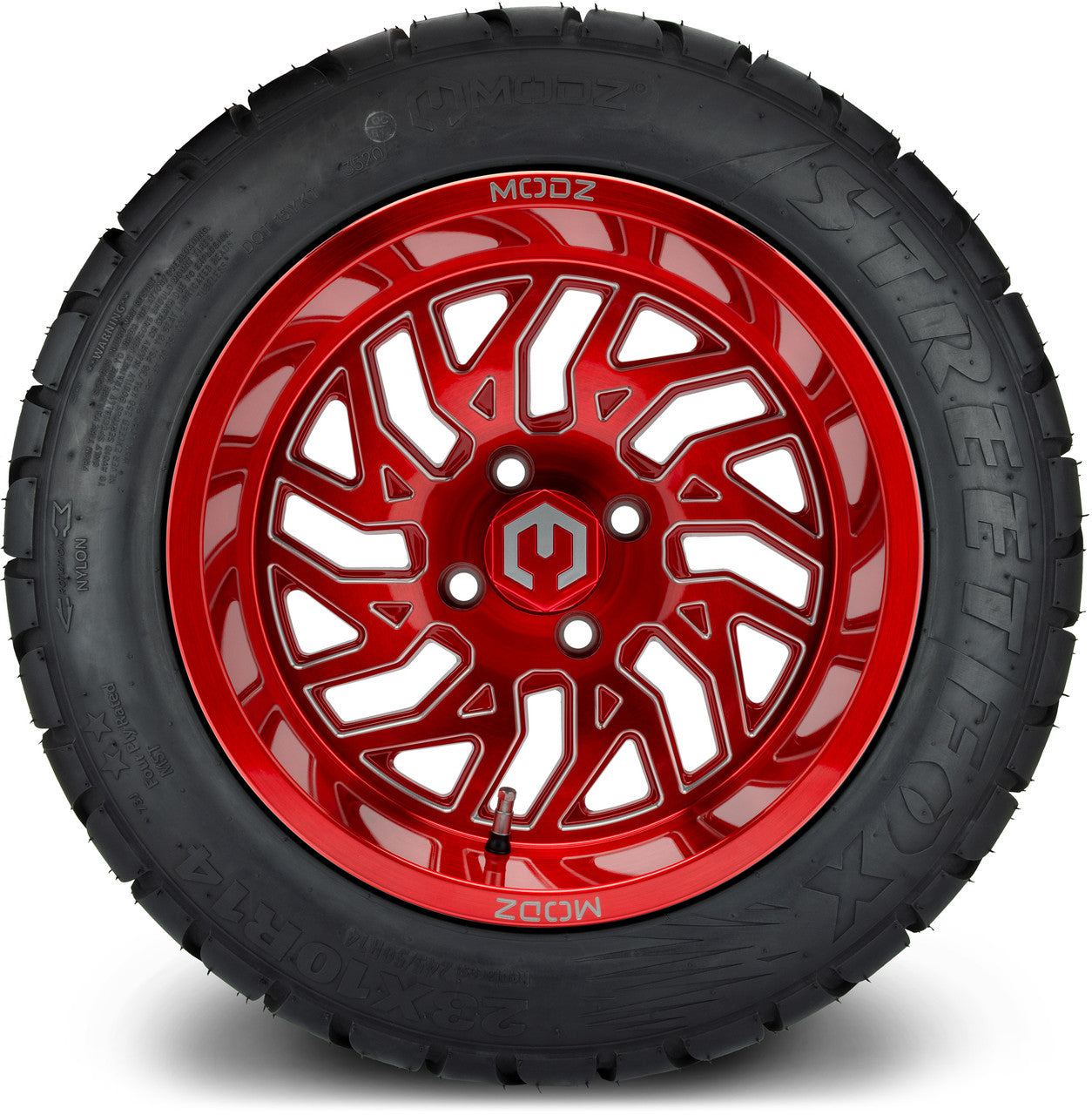 MODZ® 14" Carnage Brushed Red with Ball Mill Wheels & Street Tires Combo