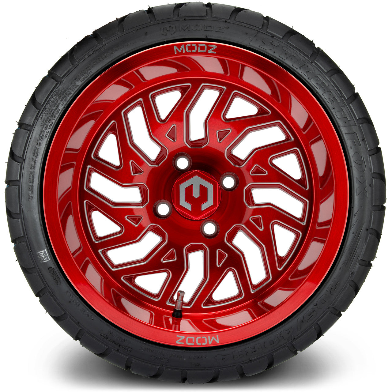 MODZ® 14" Carnage Brushed Red with Ball Mill Wheels & Street Tires Combo
