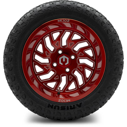 MODZ® 14" Carnage Brushed Red with Ball Mill Wheels & Off-Road Tires Combo
