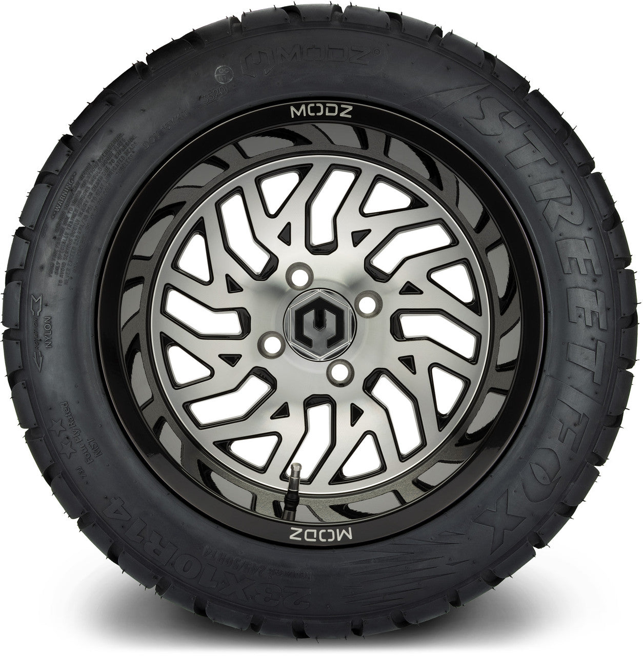 MODZ® 14" Carnage Machined Black Wheels & Street Tires Combo