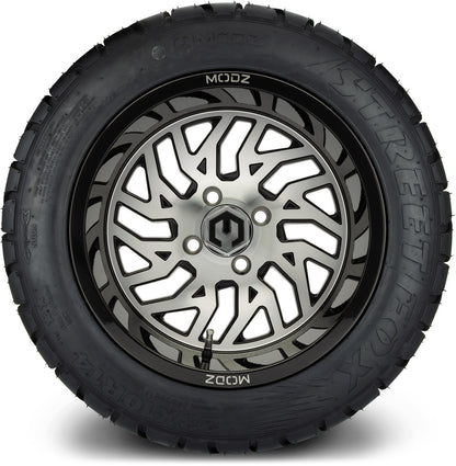 MODZ® 14" Carnage Machined Black Wheels & Street Tires Combo