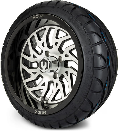 MODZ® 14" Carnage Machined Black Wheels & Street Tires Combo