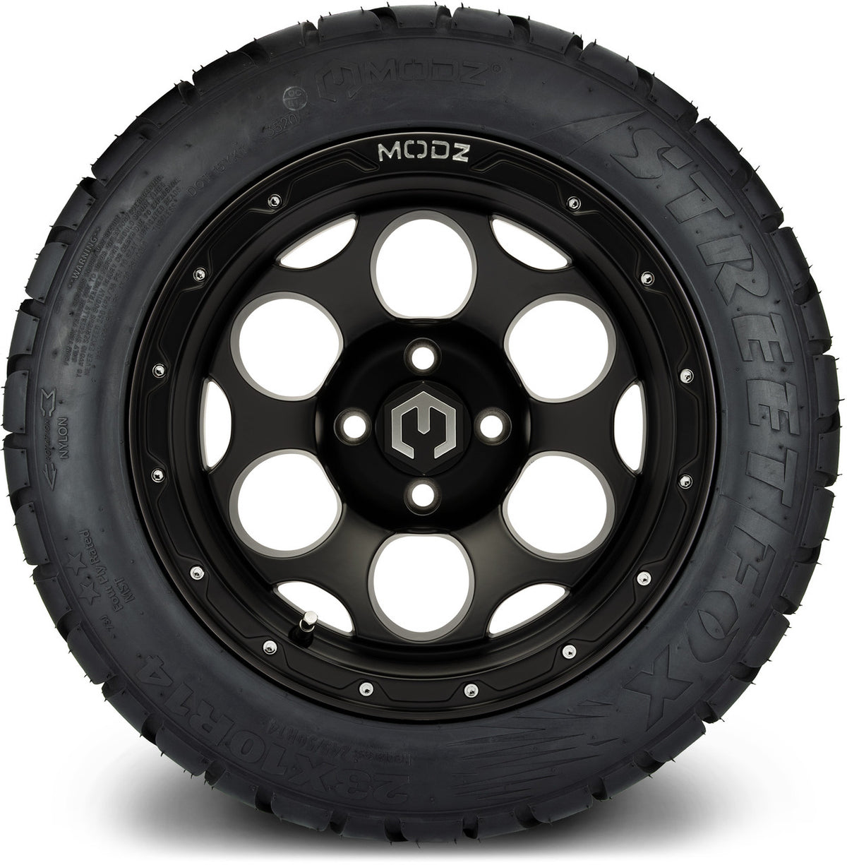 MODZ® 14" Militia Matte Black Wheels & Street Tires Combo