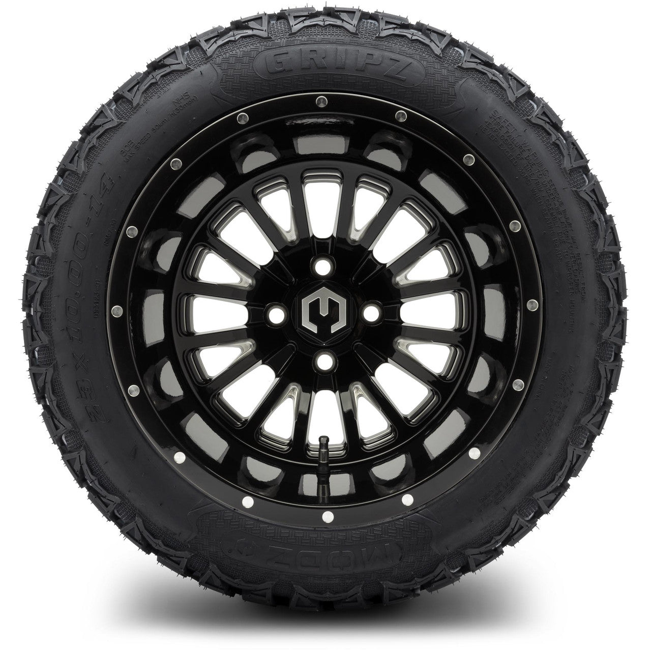 MODZ® 14" Assassin Glossy Black with Ball Mill Wheels & Off-Road Tires Combo