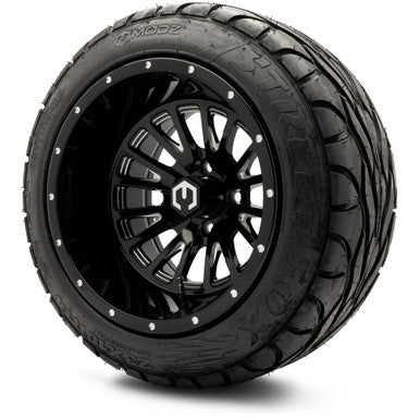 MODZ® 14" Assassin Glossy Black with Ball Mill Wheels & Street Tires Combo