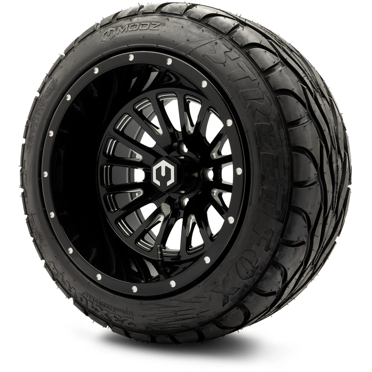 MODZ® 14" Assassin Glossy Black with Ball Mill Wheels & Street Tires Combo