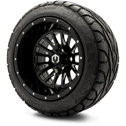 MODZ® 14" Assassin Glossy Black with Ball Mill Wheels & Street Tires Combo