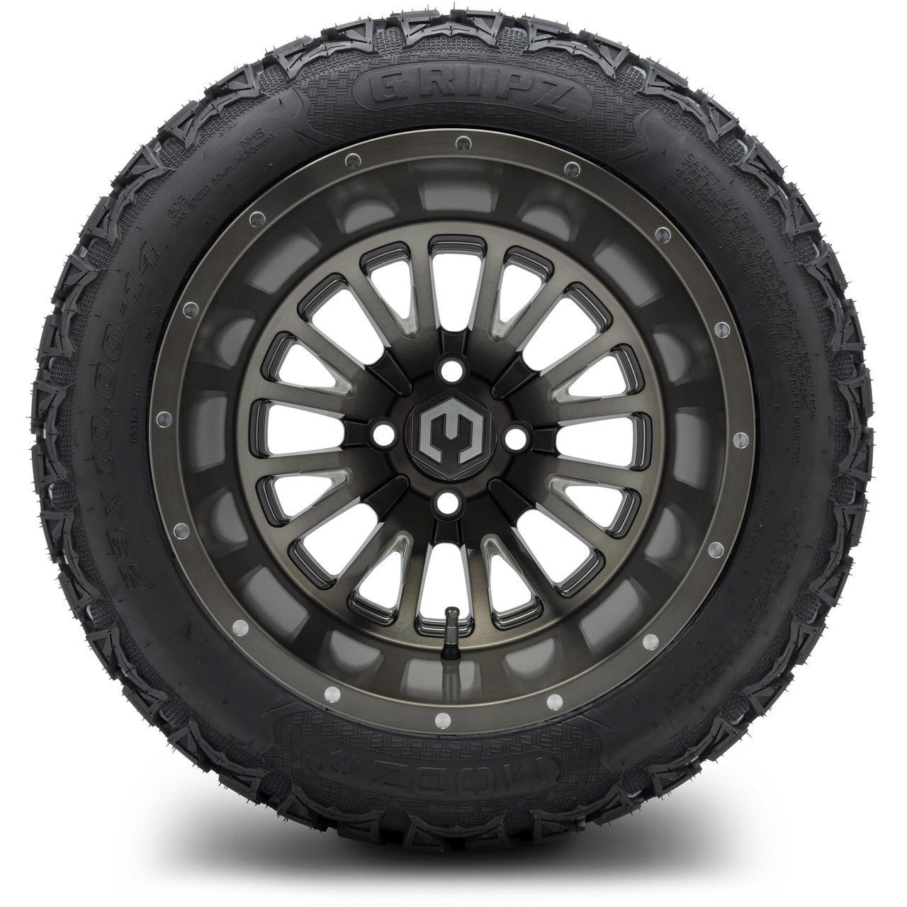 MODZ® 14" Assassin Brushed Gunmetal with Ball Mill Wheels & Off-Road Tires Combo