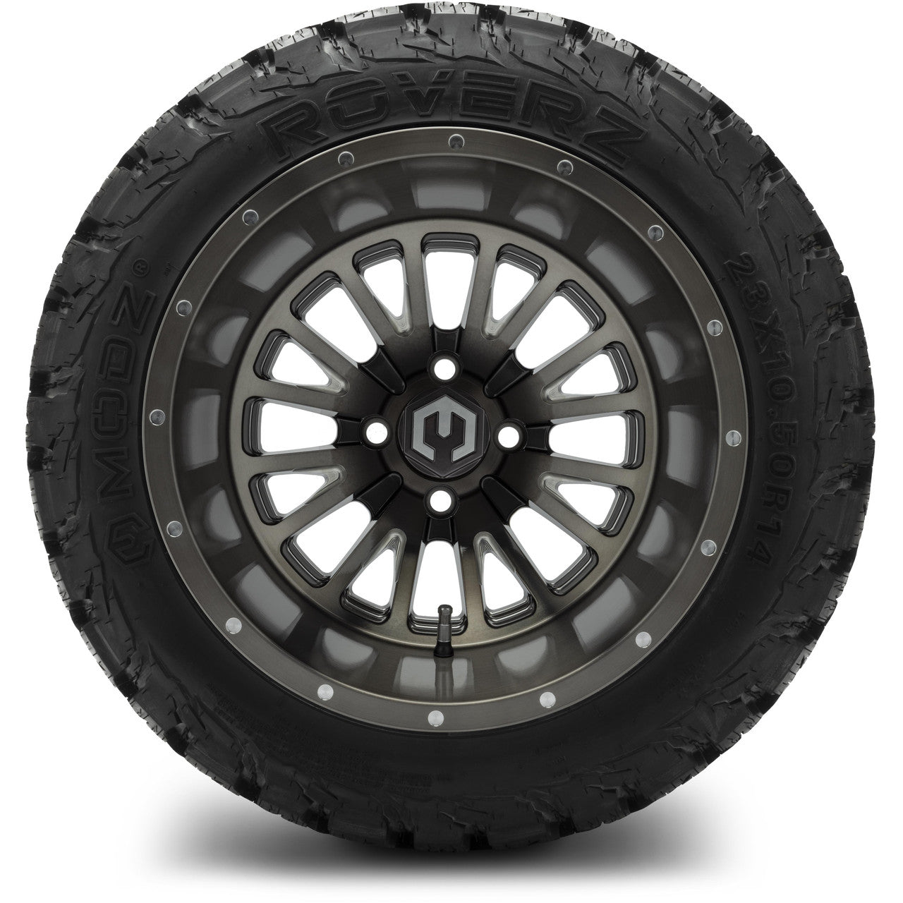 MODZ® 14" Assassin Brushed Gunmetal with Ball Mill Wheels & Off-Road Tires Combo
