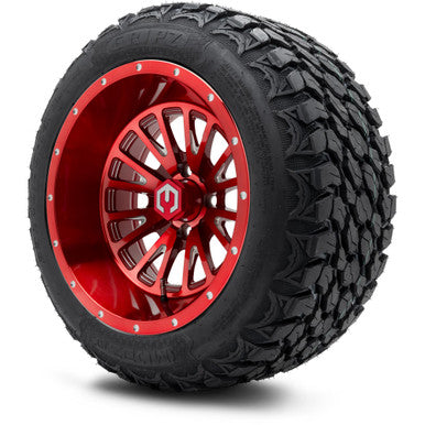MODZ® 14" Assassin Brushed Red with Ball Mill Wheels & Off-Road Tires Combo
