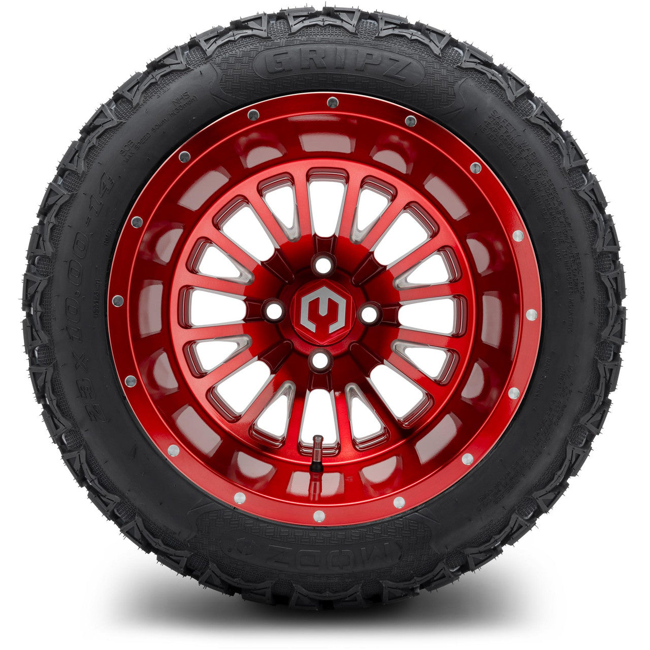 MODZ® 14" Assassin Brushed Red with Ball Mill Wheels & Off-Road Tires Combo
