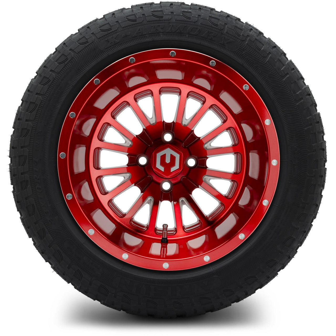 MODZ® 14" Assassin Brushed Red with Ball Mill Wheels & Off-Road Tires Combo