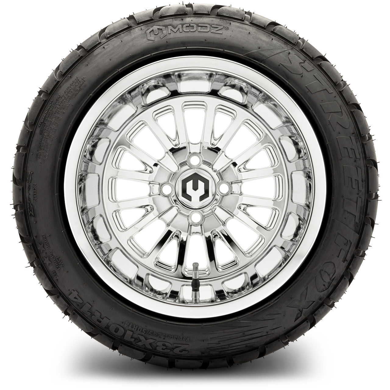 MODZ® 14" Assassin Chrome  Wheels & Street Tires Combo