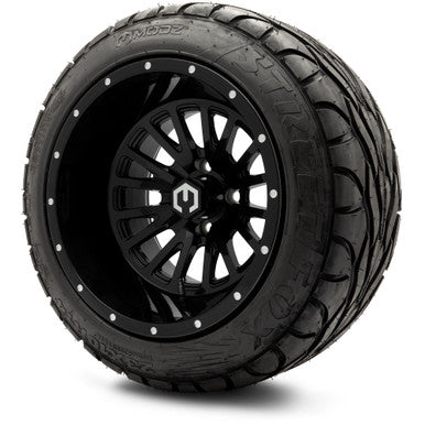 MODZ® 14" Assassin Glossy Black Wheels & Street Tires Combo