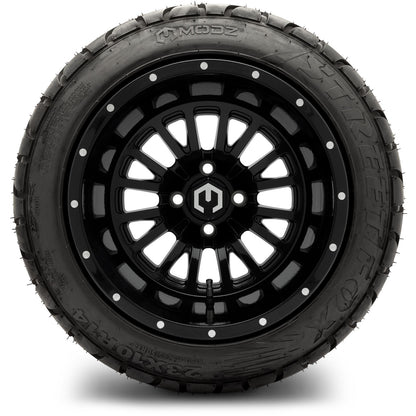 MODZ® 14" Assassin Glossy Black Wheels & Street Tires Combo