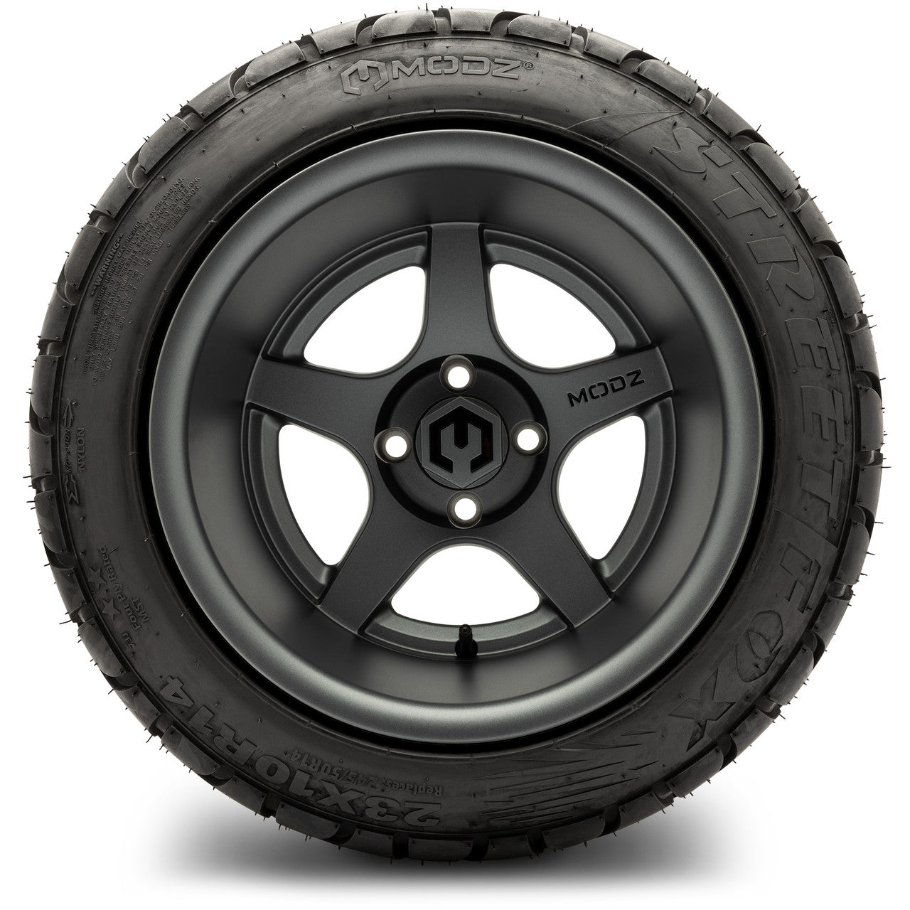 MODZ® 14" Maverick Matte Gunmetal Wheels & Street Tires Combo