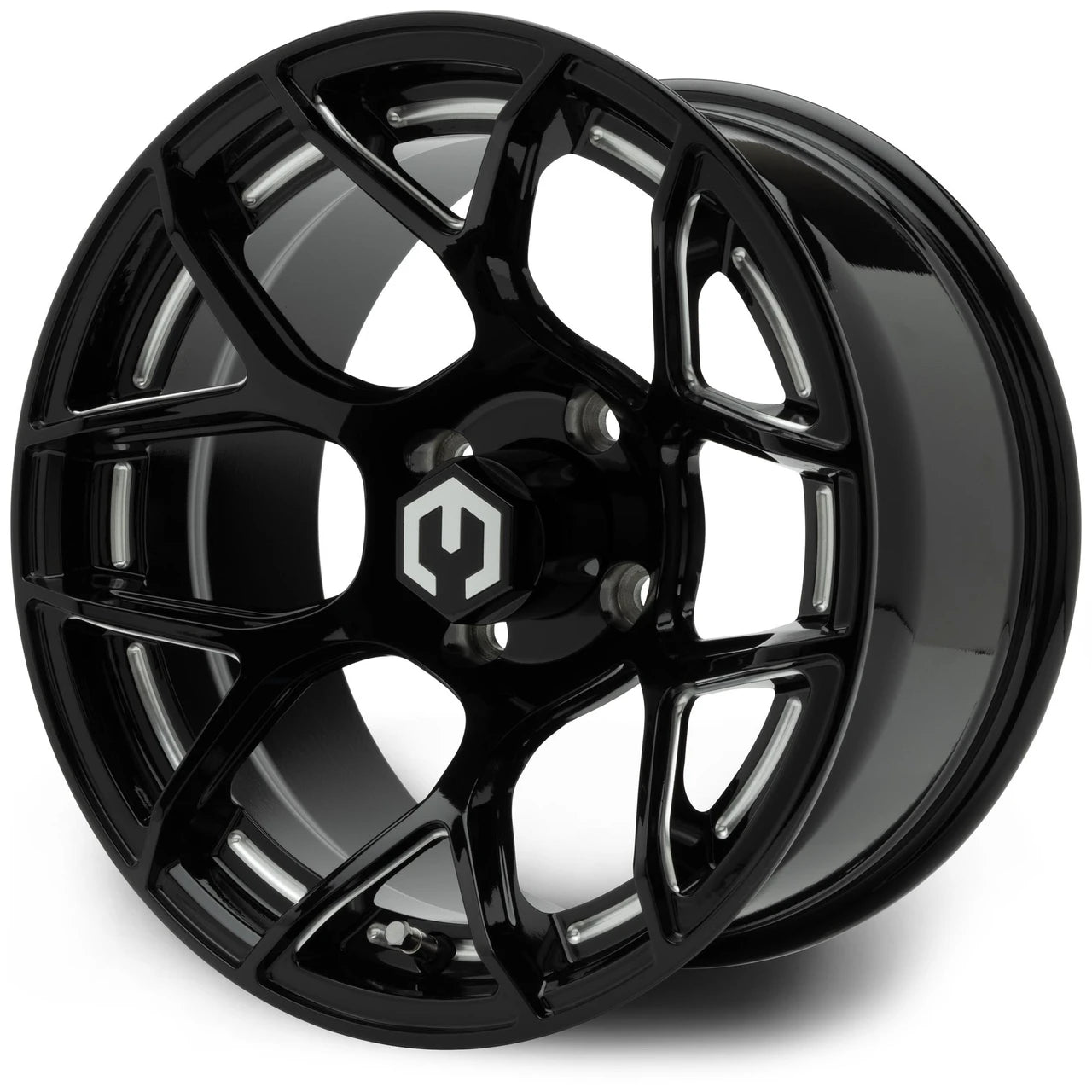MODZ® Renegade Glossy Black with Ball Mill 14" Golf Cart Wheel