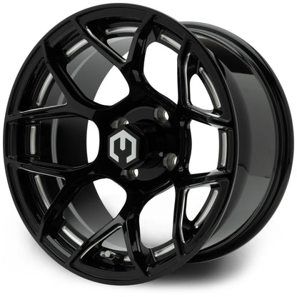 MODZ® Renegade Glossy Black with Ball Mill 14" Golf Cart Wheel