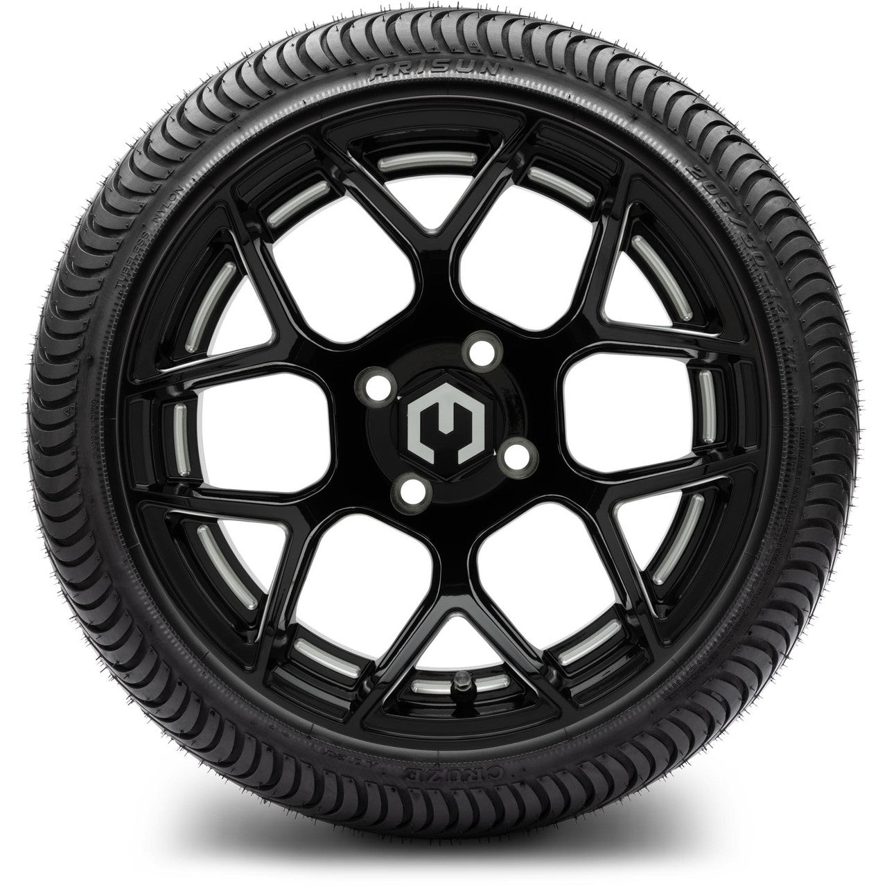 MODZ® 14" Renegade Glossy Black with Ball Mill Wheels & Street Tires Combo