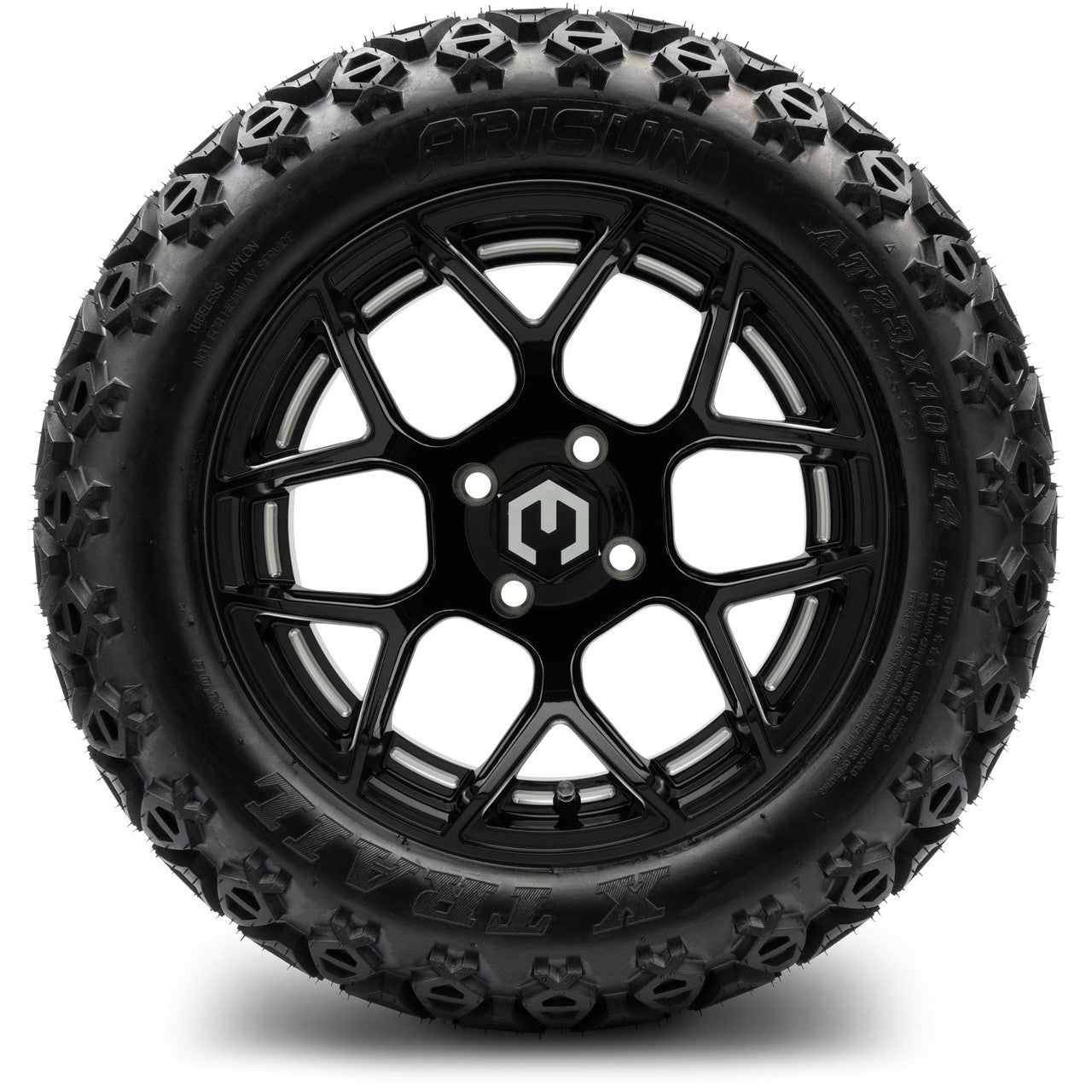 MODZ® 14" Renegade Glossy Black with Ball Mill Wheels & Off-Road Tires Combo