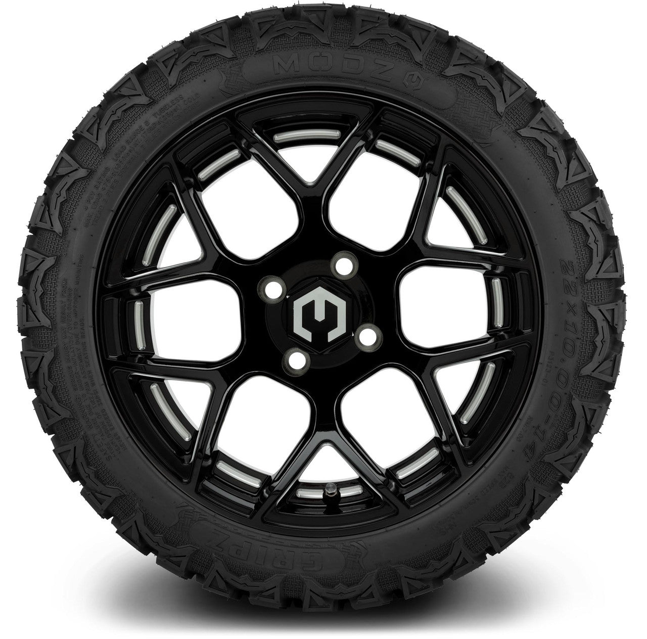 MODZ® 14" Renegade Glossy Black with Ball Mill Wheels & Off-Road Tires Combo