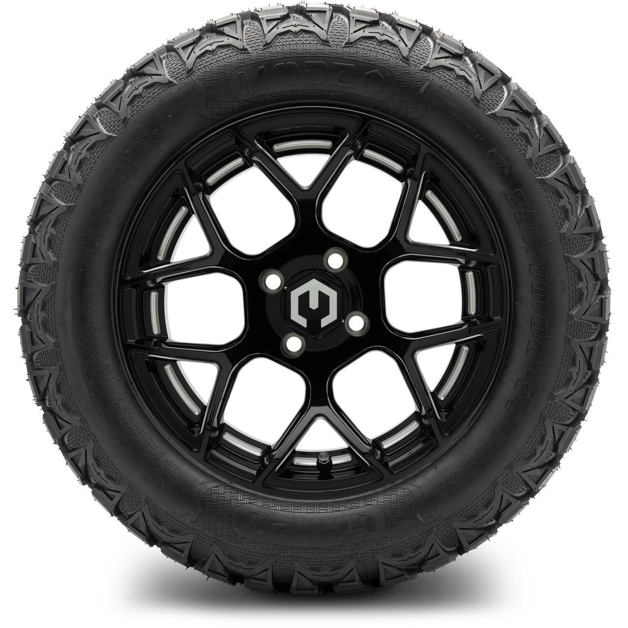 MODZ® 14" Renegade Glossy Black with Ball Mill Wheels & Off-Road Tires Combo