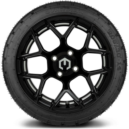 MODZ® 14" Renegade Glossy Black with Ball Mill Wheels & Street Tires Combo