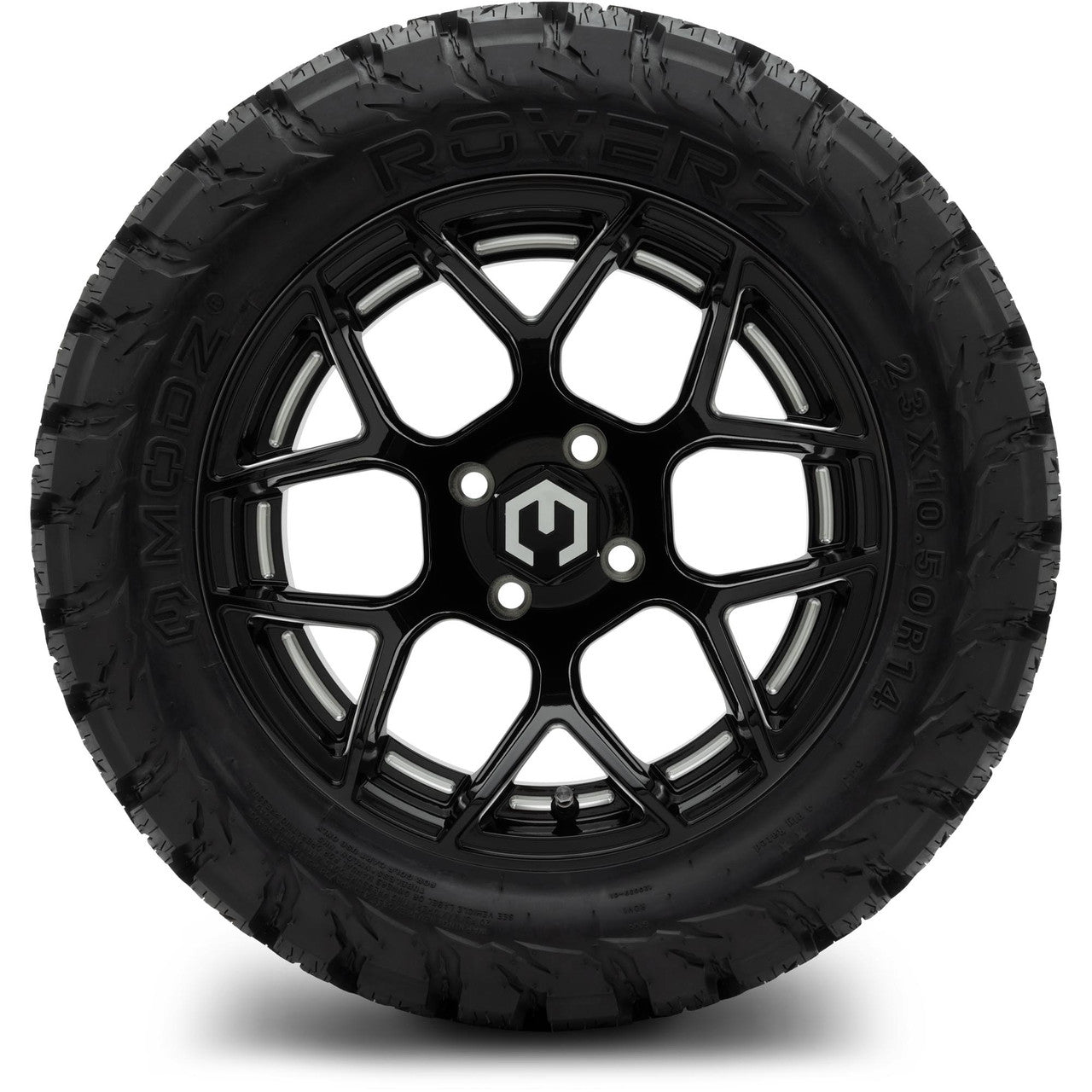 MODZ® 14" Renegade Glossy Black with Ball Mill Wheels & Off-Road Tires Combo