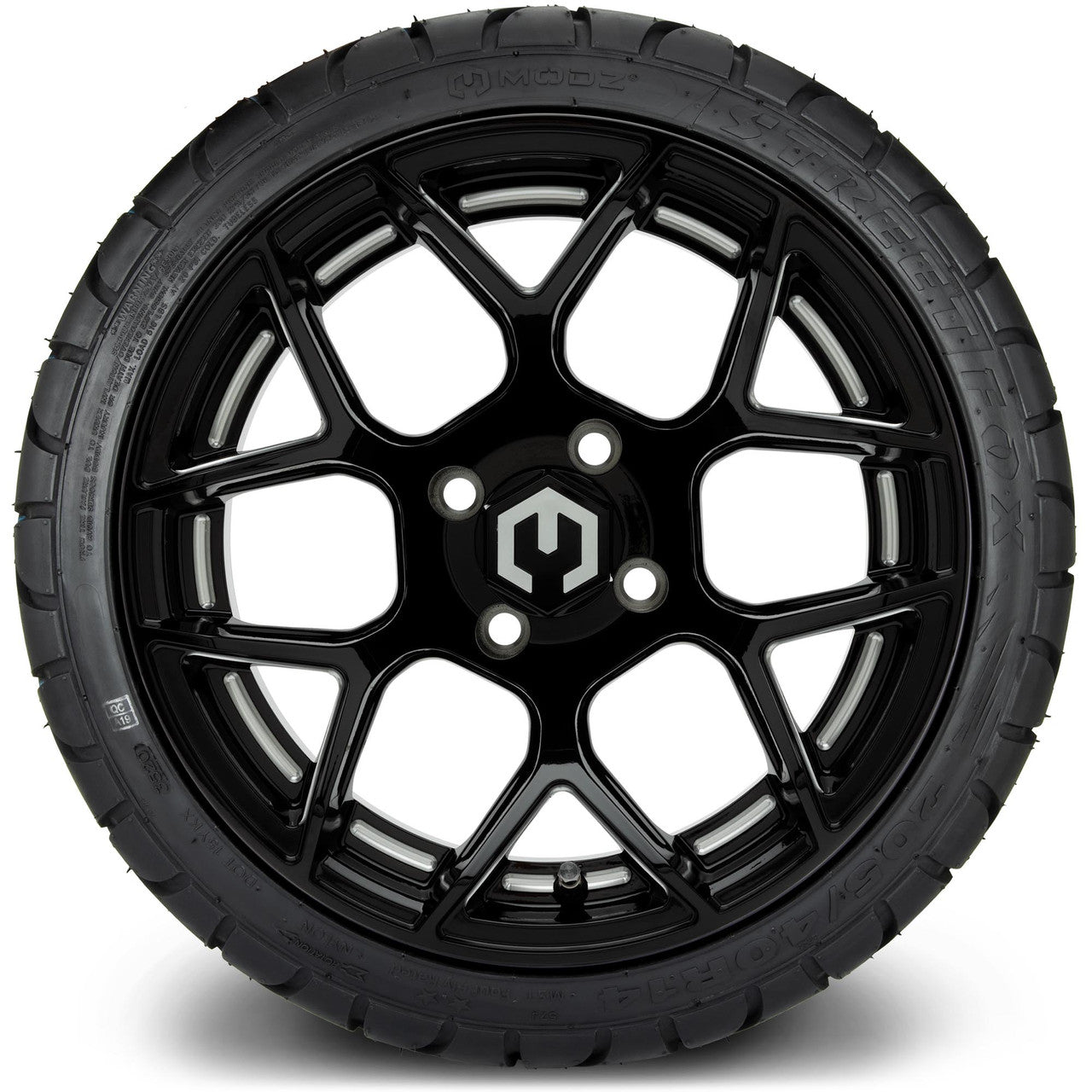 MODZ® 14" Renegade Glossy Black with Ball Mill Wheels & Street Tires Combo