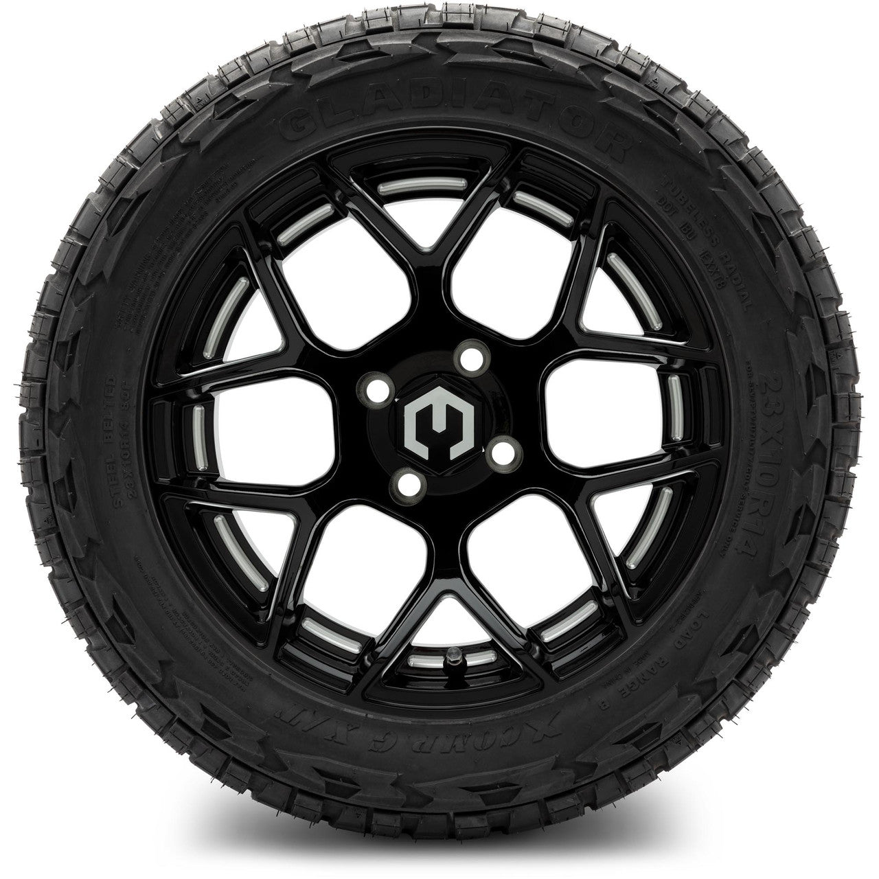 MODZ® 14" Renegade Glossy Black with Ball Mill Wheels & Off-Road Tires Combo
