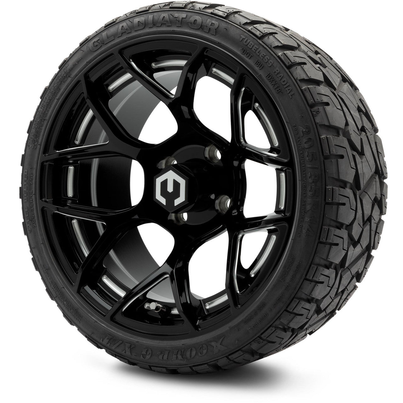 MODZ® 14" Renegade Glossy Black with Ball Mill Wheels & Off-Road Tires Combo