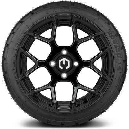 MODZ® 14" Renegade Glossy Black Wheels & Street Tires Combo