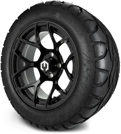 MODZ® 14" Renegade Glossy Black Wheels & Street Tires Combo