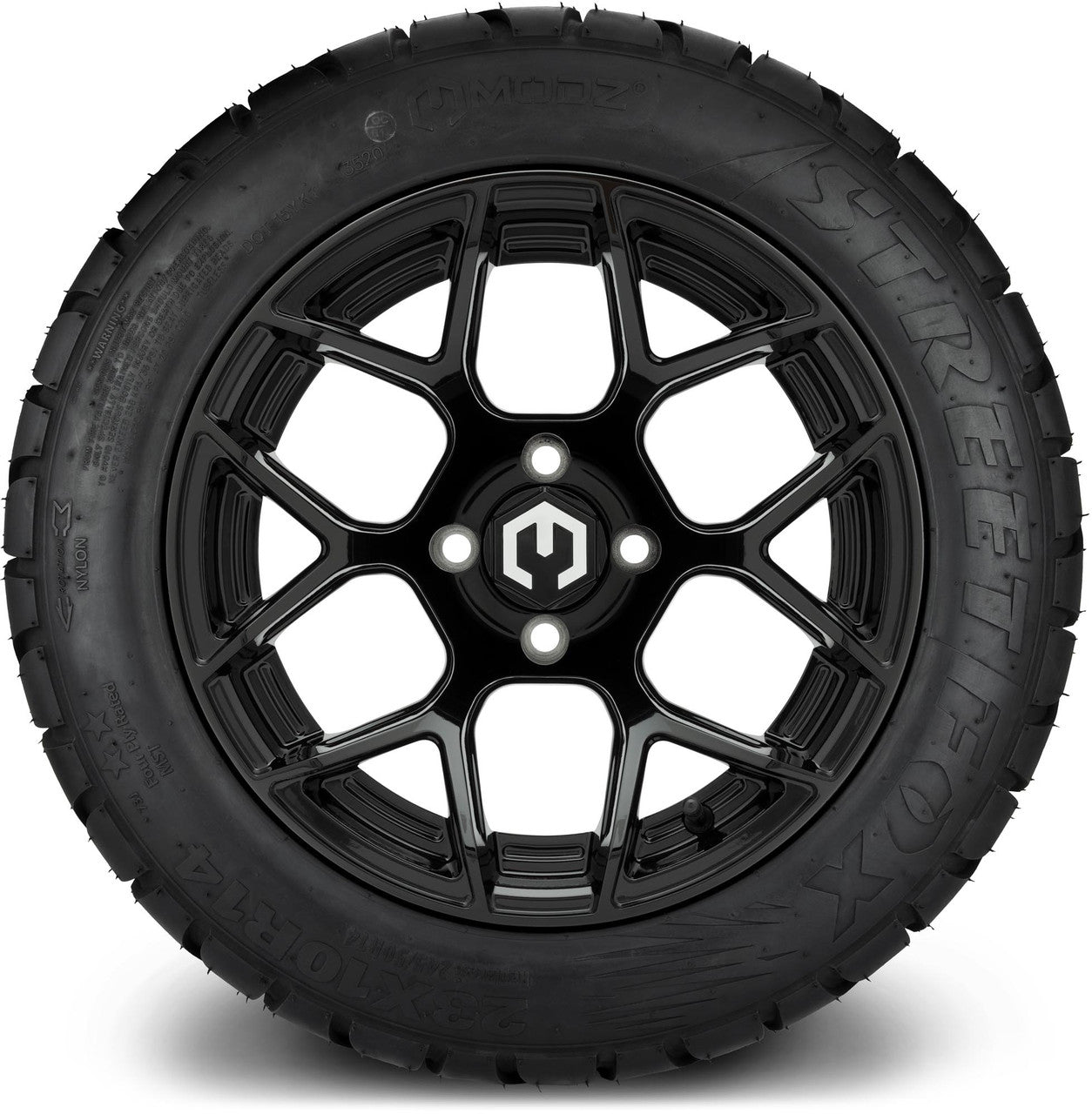 MODZ® 14" Renegade Glossy Black Wheels & Street Tires Combo